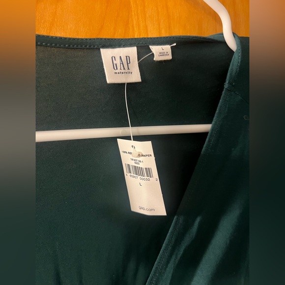 GAP Dark Green Long Sleeve Wrap Dress Maternity - Picture 4 of 4